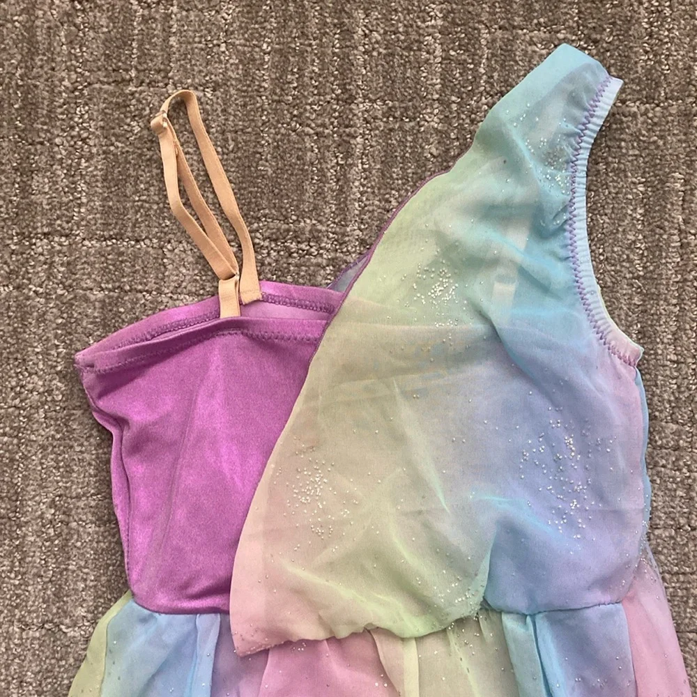 Curtain Call Costumes Asymmetric Rainbow Chiffon Lyrical Dance Dress